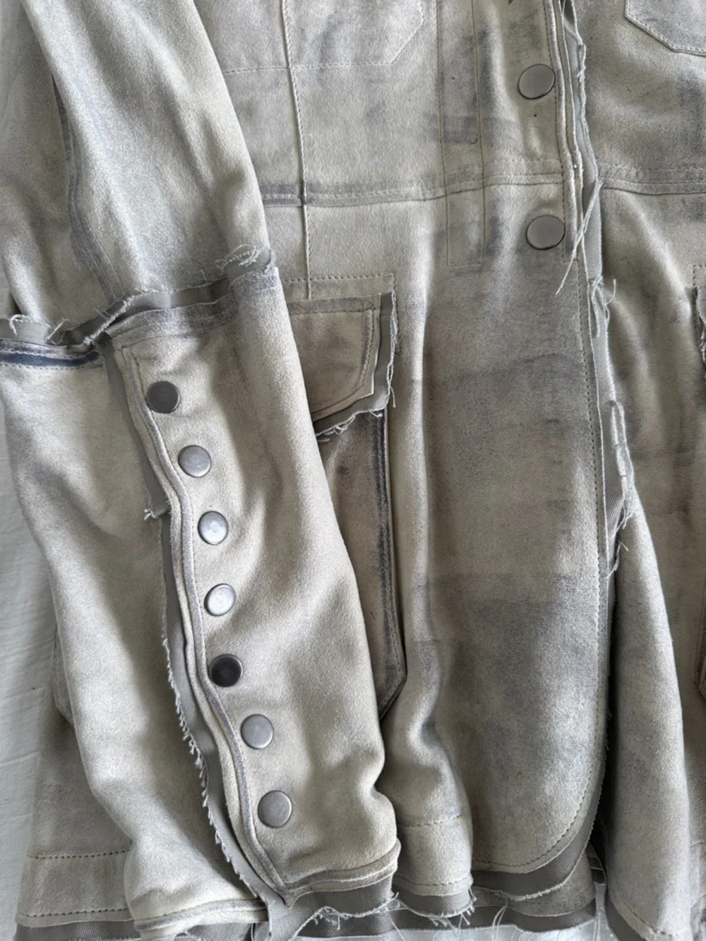 jakett New York Beige Distressed Leather Jacket for Women. Size M color chalk - Picture 3 of 7